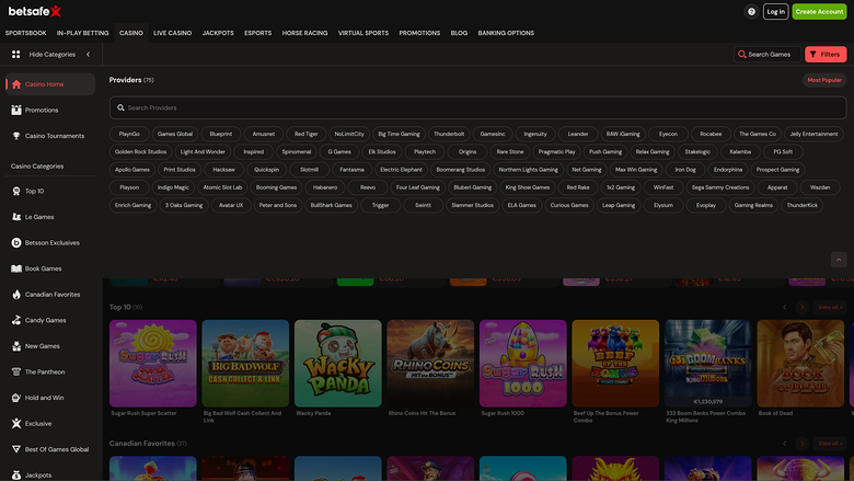 Betsafe Casino Desktop Game Developers