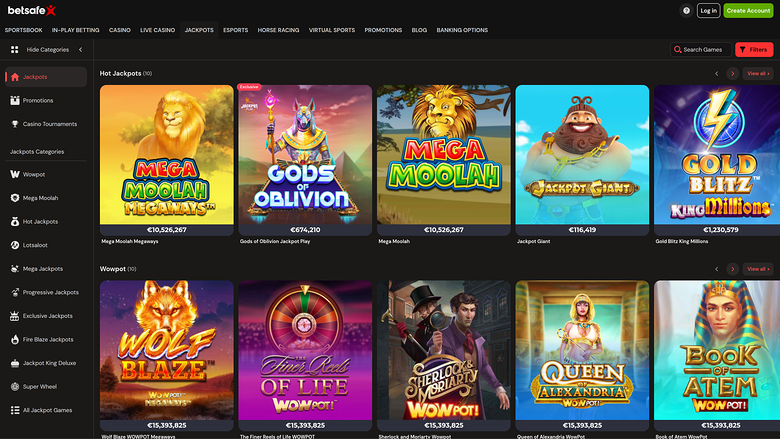 Betsafe Casino Desktop Jackpot