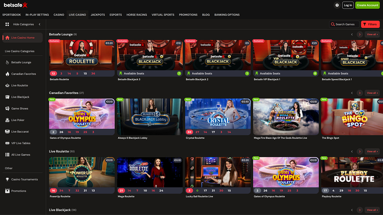 Betsafe Casino Desktop Live Dealer
