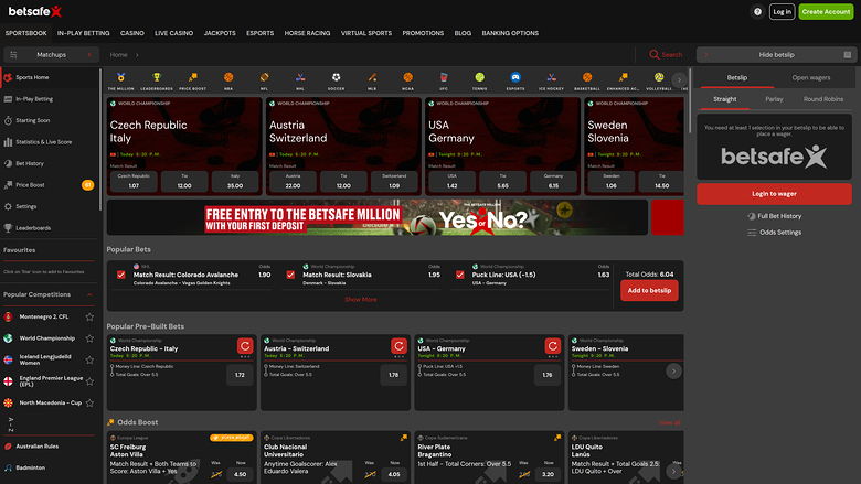 Betsafe Casino Desktop Sports