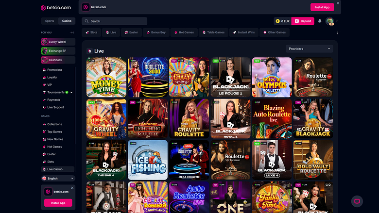 Betsio Casino Desktop Live Dealer Image