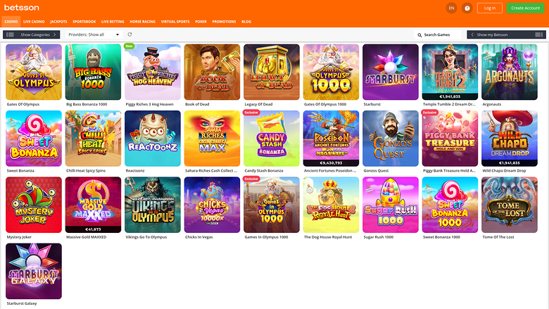 Betsson Casino Desktop Games