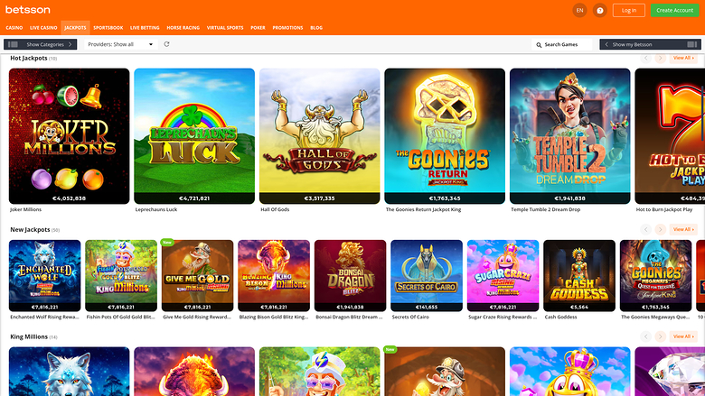 Betsson Casino Desktop Jackpot