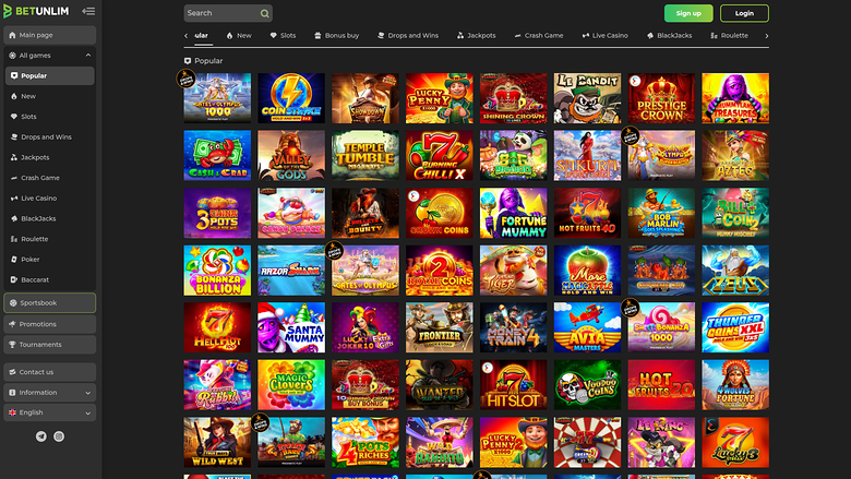 Betunlim Casino Desktop Games