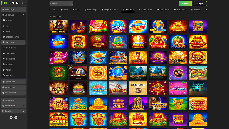 Betunlim Casino Desktop Jackpot