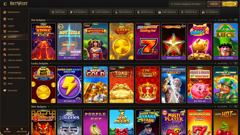 Betwest Casino Desktop Jackpot