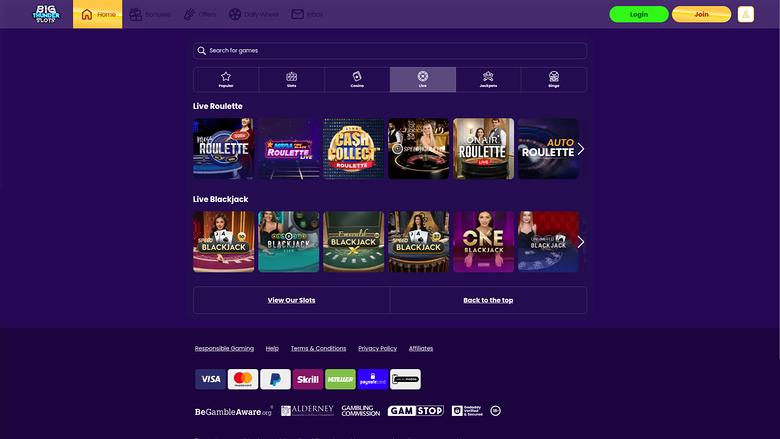 Big Thunder Slots Casino Desktop Live Dealer