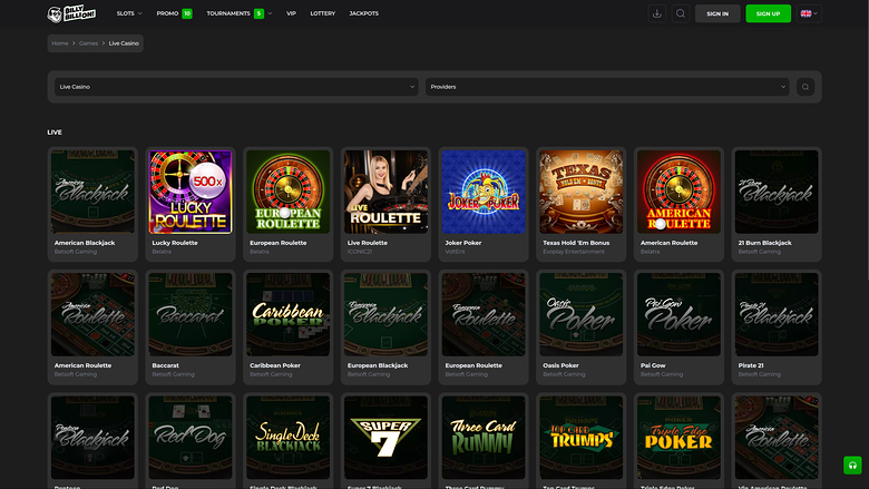 Billy Billion Casino Desktop Live Dealer