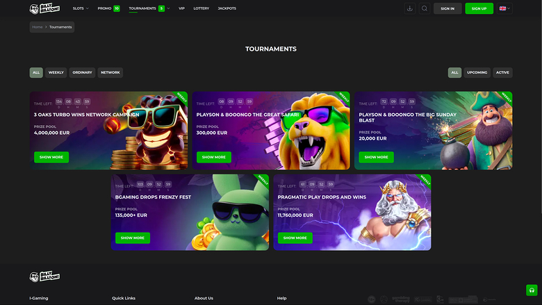 Billy Billion Casino Desktop Tournaments
