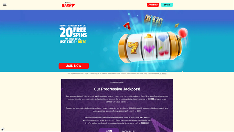 Bingo Barmy Casino Desktop Homepage