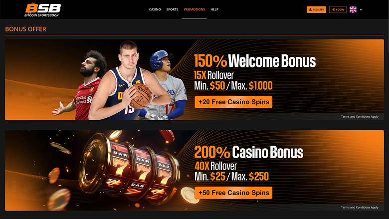 Bitcoin Sportsbook Casino Desktop Promotions