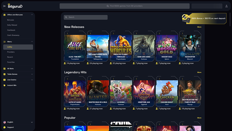 Bitguruz Casino Desktop Games