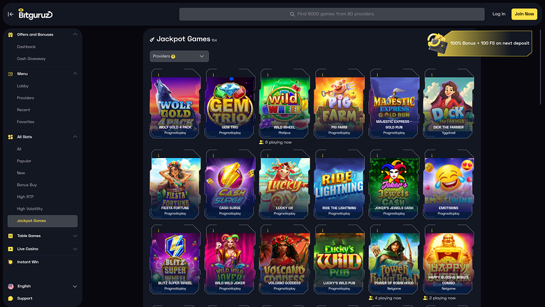 Bitguruz Casino Desktop Jackpot