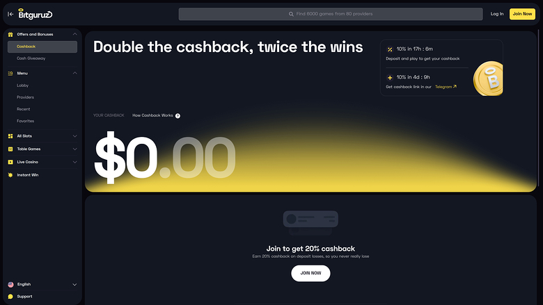 Bitguruz Casino Desktop Promotions