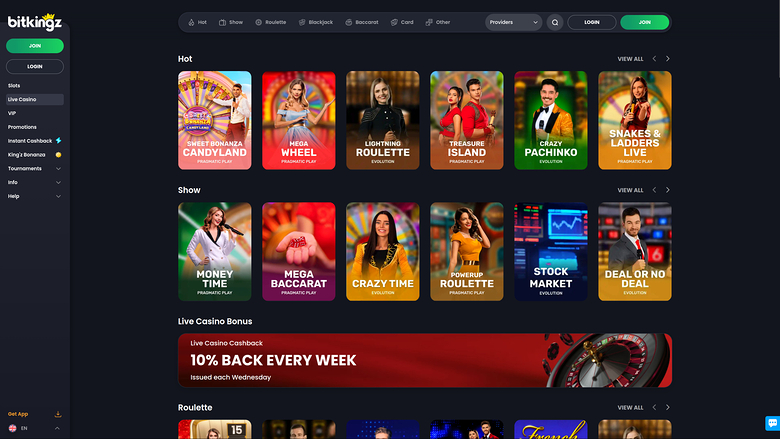 Bitkingz Casino Desktop Live Dealer