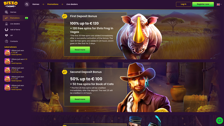 Bizzo Casino Desktop Promotions