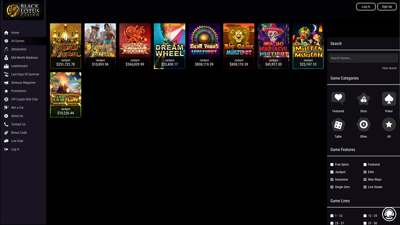 Black Lotus Casino Desktop Jackpot