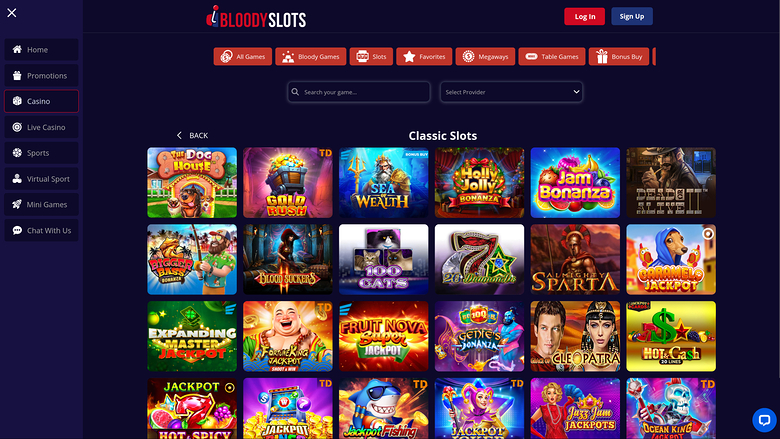 BloodySlots Casino Desktop Games