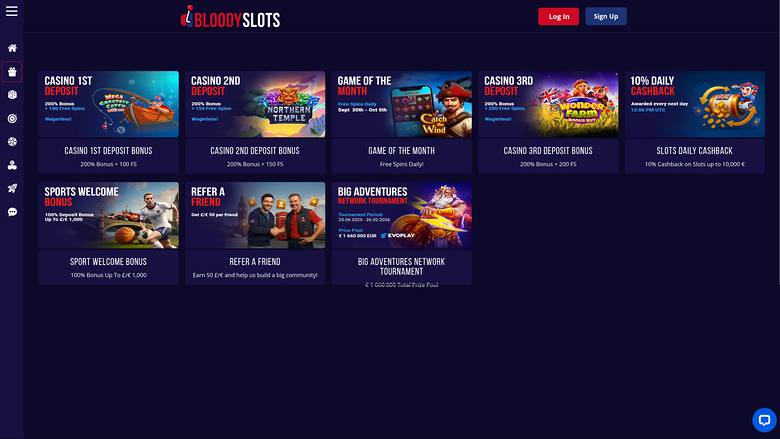 BloodySlots Casino Desktop Promotions