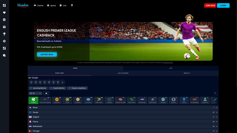 Blue Fox Casino Desktop Sports