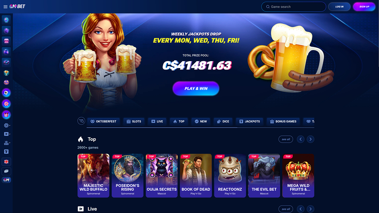Bm.bet Casino Desktop Homepage
