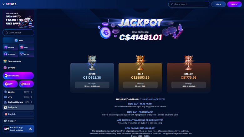 Bm.bet Casino Desktop Jackpot