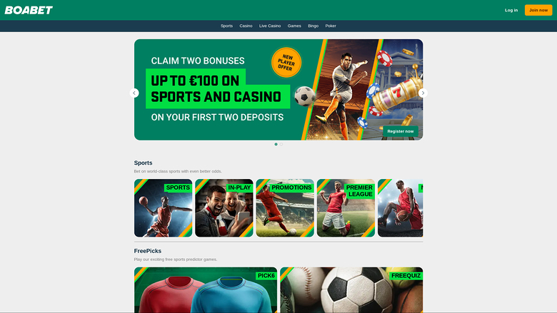 Boabet Casino Homepage