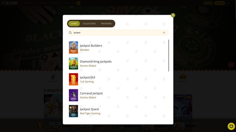 Bob Casino Desktop Jackpot