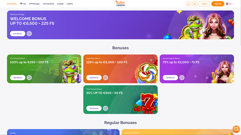 Boho Casino Desktop Promotions