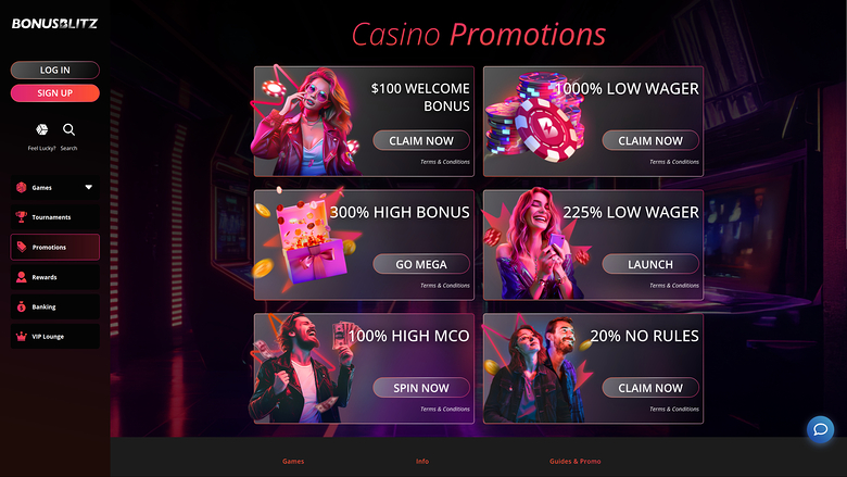 BonusBlitz Casino Desktop Promotions