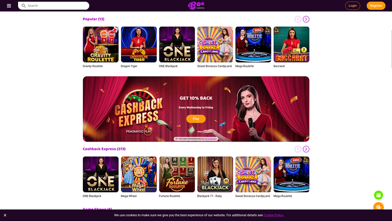 Boo Casino Desktop Live Dealer