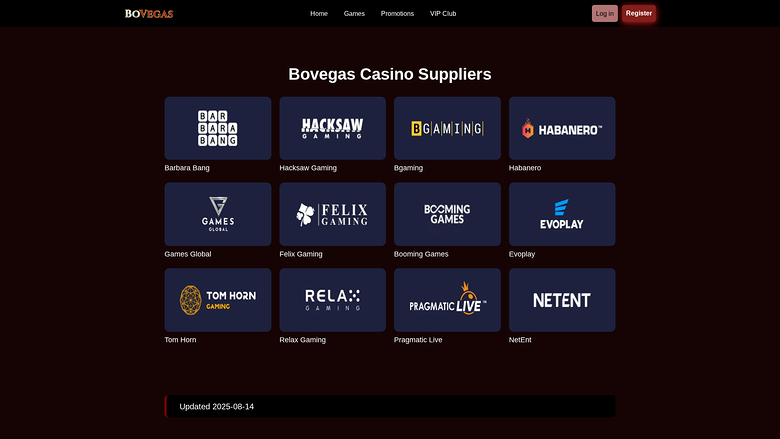 BoVegas Casino Desktop Game Developers