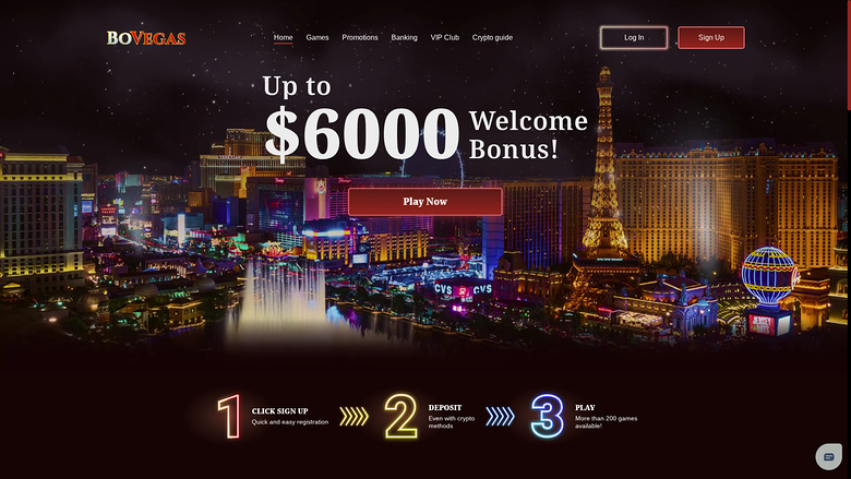 BoVegas Casino Desktop Homepage