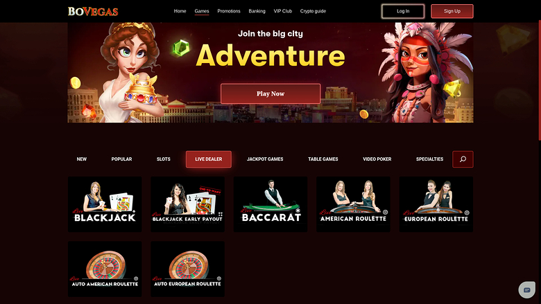 BoVegas Casino Desktop Live Dealer