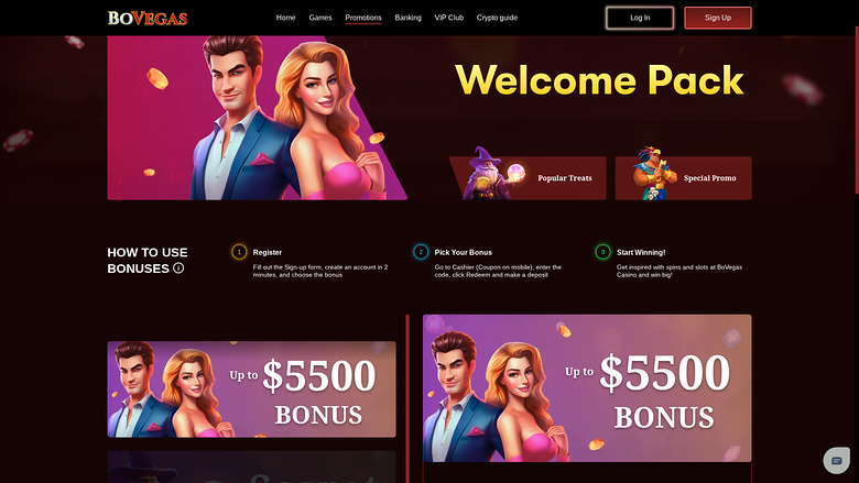 BoVegas Casino Desktop Promotions