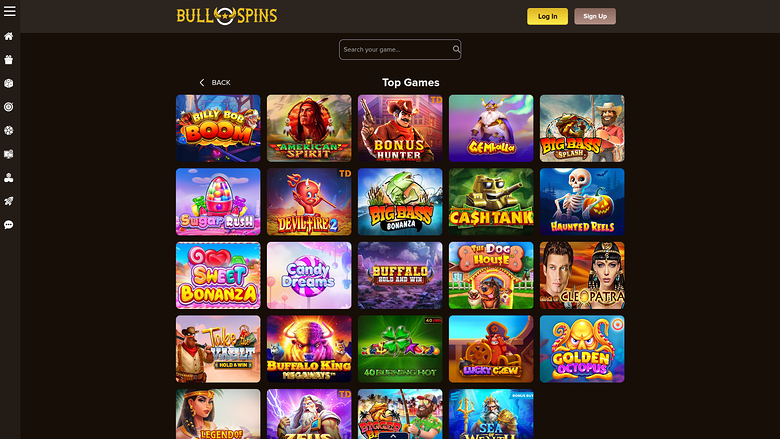 Bull Spins Casino Desktop Games