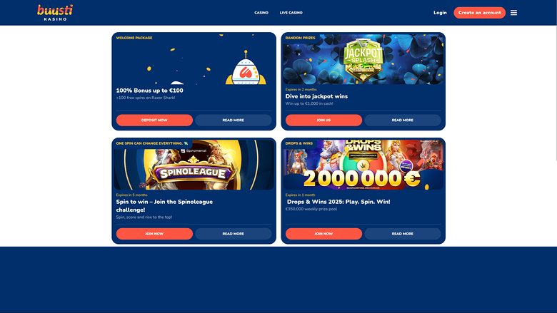 Buusti Kasino Desktop Promotions