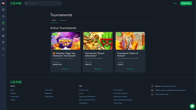 Cactus Casino Desktop Tournaments