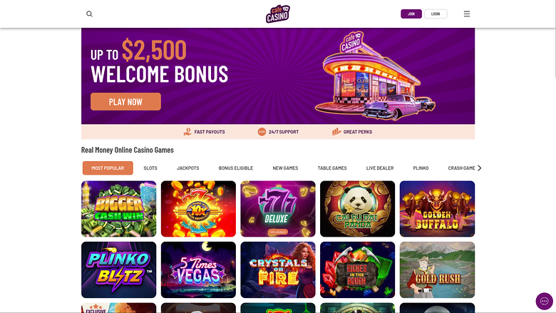 Cafe Casino Desktop Homepage