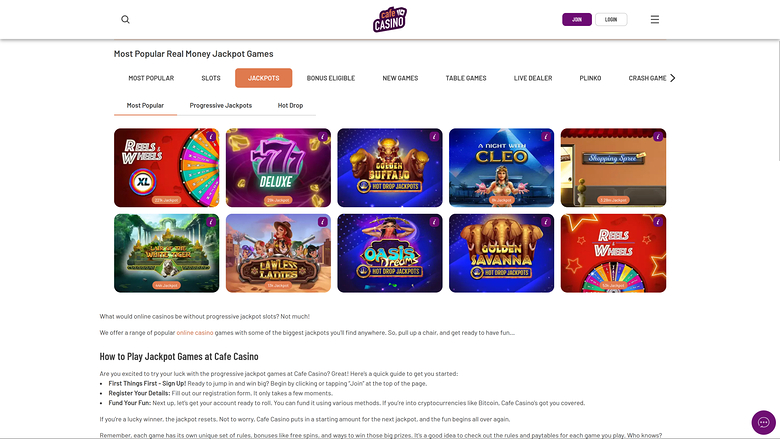 Cafe Casino Desktop Jackpot