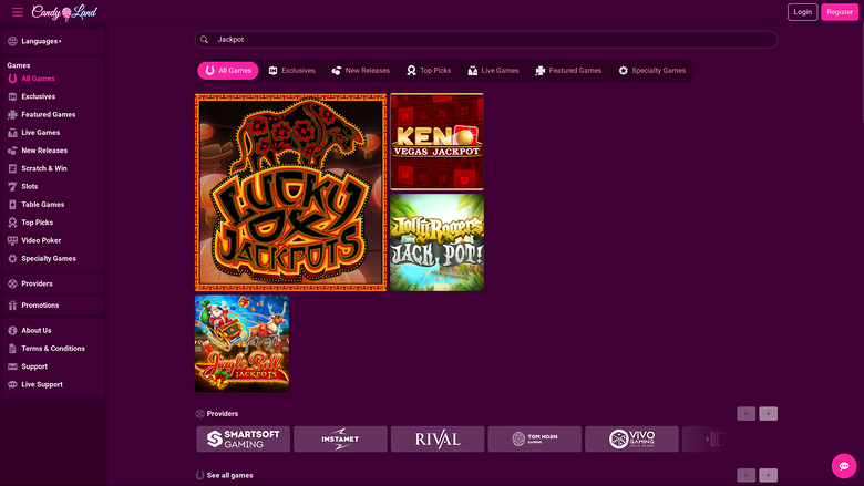 CandyLand Casino Desktop Jackpot