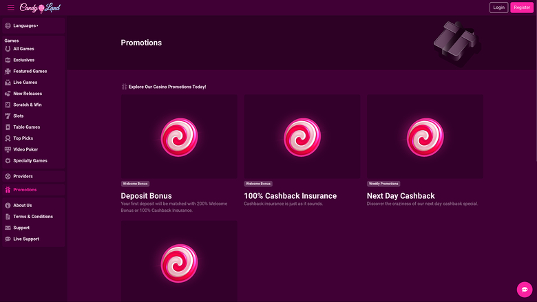 CandyLand Casino Desktop Promotions