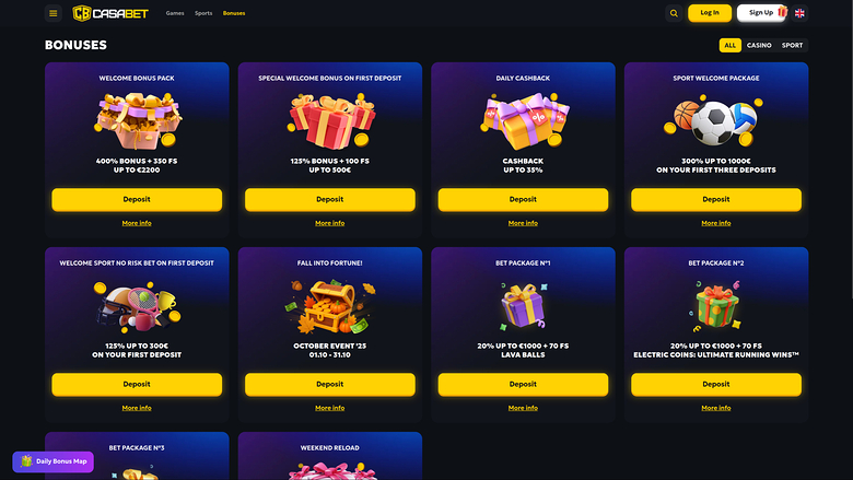 Casabet Casino Desktop Promotions