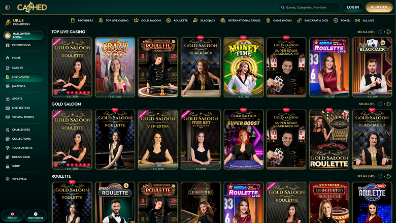 Cashed Casino Desktop Live Dealer