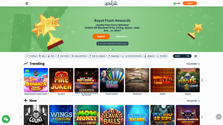 Casiku Casino Homepage Desktop