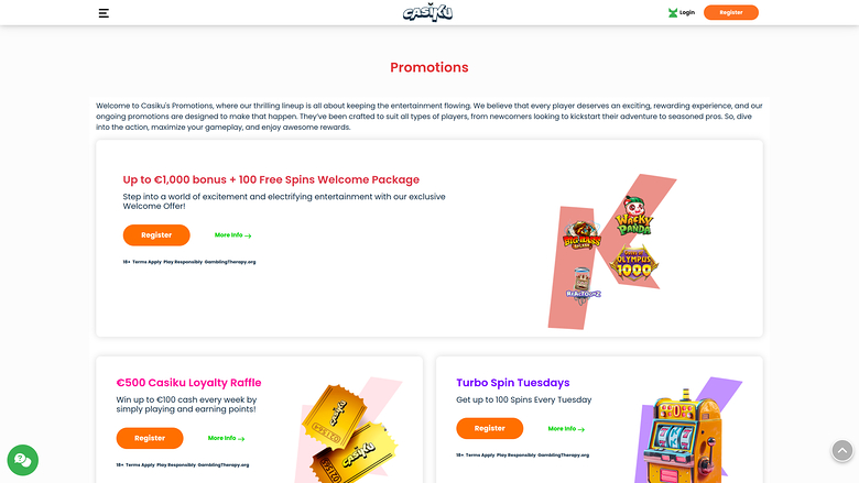 Casiku Casino Promotions Desktop