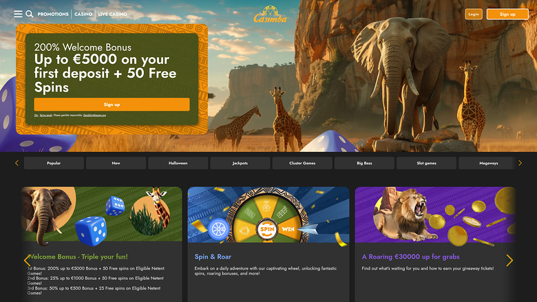 Casimba Casino Desktop Homepage