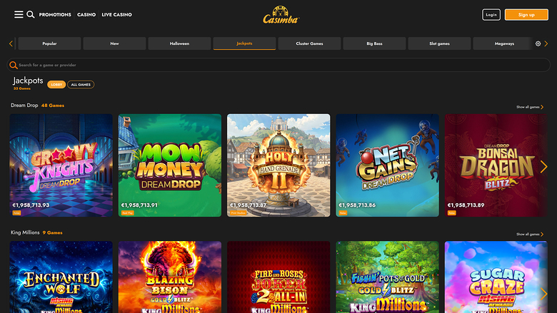 Casimba Casino Desktop Jackpot