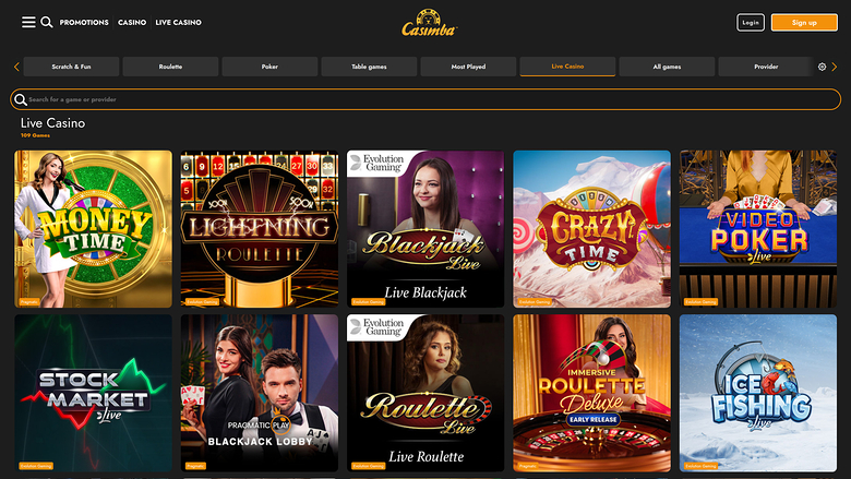 Casimba Casino Desktop Live Dealer