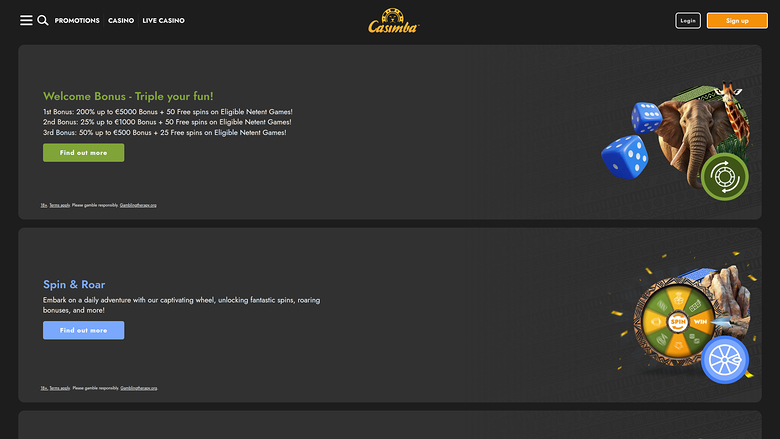 Casimba Casino Desktop Promotions